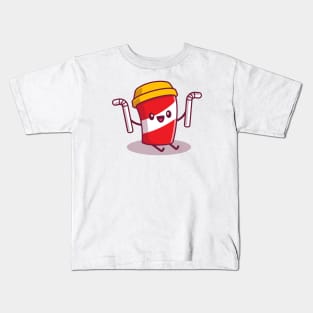 Cute Cup of Soda Holding Straws Kids T-Shirt